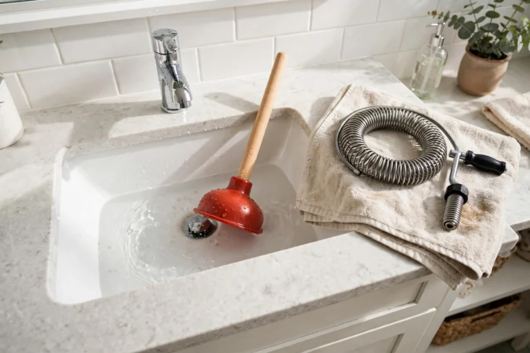 Clear a Slow Drain Safely: Plunger and Auger Before Chemicals